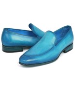 Paul Parkman Mens Shoes Loafer Leather Turquoise Hand-Painted Handmade 8... - £280.49 GBP