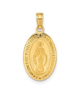 14K Yellow Gold Miraculous Medal Pendant Charm Jewerly 24mm x 11mm - £107.80 GBP