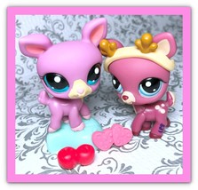 Authentic Littlest Pet Shop LPS #1517 #1724 Purple Pink Mauve Deer Fawn Antlers - $33.81