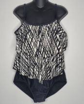 Maxine Of Hollywood Size 14 Instant Minimizer One-Piece Swim Suit Tiered Ruffle - £15.65 GBP