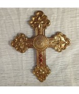 Home Interiors (Homeco) Hanging Wall Cross Roman Style Goldtone Resin It... - $16.00