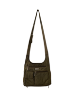 BAGGALLINI Womens Crossbody Bag Green Canvas Zip Pocket Size 10.5&quot; X 8.5&quot; - £15.16 GBP