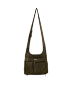 BAGGALLINI Womens Crossbody Bag Green Canvas Zip Pocket Size 10.5&quot; X 8.5&quot; - £15.10 GBP
