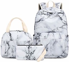 Set of 3 Marble School Backpack for Girls Laptop Backpack Travel Kids Teen Schoo - £79.28 GBP