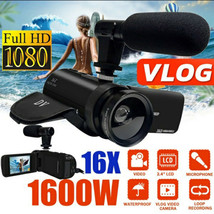 Hd 1080P Digital Video Camera Camcorder Youtube Vlogging Recorder W/Microphone - £71.40 GBP