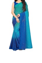 Women&#39;s Chiffon Sequance Saree with Unstitch Blouse Piece Sari A669 - $50.39