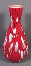 Studio Art Pottery Red &amp; White Bud Vase 6&quot; x 3&quot; Retro-Look Home Decor, Signed. - £11.79 GBP
