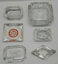 Vtg Clear Glass Ashtray Dish Lot of 6 Hunting Dog Art Deco Mid Century S... - £30.44 GBP