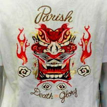 Men&#39;s Parish White | Orange &quot;Death or Glory&quot; Short Sleeve Tee Shirt NWT - £45.42 GBP