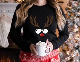 Christmas Sweatshirt, Holiday Gift, Christmas Reindeer Sweatshirt - $18.32