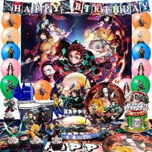 Demon Slayer Birthday Decorations,112Pcs Demon Slayer Party Decorations&amp;Tablewar - £39.22 GBP