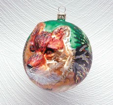 Fox Head Figural Hand-painted Hanging Blown Glass Ornament Poland - $49.45