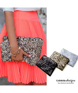 Black Sequin Evening Clutch Bag Australia Bridal Handbag Silver Pink Blu... - $11.14