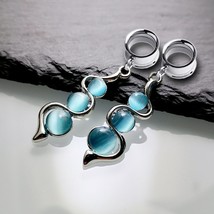 2pieces Stainless Steel  Ear Piercing  Cat&#39;s Eye Dangle Ear Tunnel and Plugs Bod - £14.39 GBP