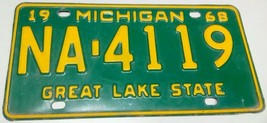 1968 ORIGINAL MICHIGAN STATE AUTO LICENSE PLATE NA-4119 CLASSIC VINTAGE ... - $24.55