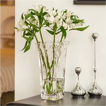 Funsoba Clear Glass Flower Vase Wide Mouth For Home Wedding Moden, Clear - £30.67 GBP