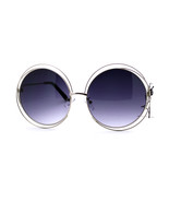Womens Super Oversized Designer Sunglasses Round Circle Wire Metal Frame - £13.66 GBP