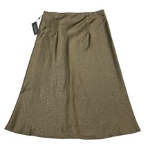 Rachel Zoe Skirt Womens 10 Green Satin Animal Print Pull On Midi Modern Y2K - $34.46