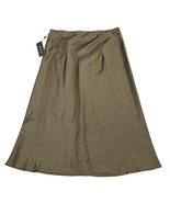 Rachel Zoe Skirt Womens 10 Green Satin Animal Print Pull On Midi Modern Y2K - $48.36 CAD
