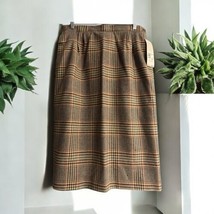 VintagePendleton Wool Tan Plaid Lined Midi Skirt Size 12 Made In USA *read - $23.50