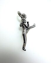 Sterling Silver High Kicking Girl Charm Pendant - $13.39 CAD