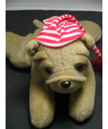 Fiesta Bean Bag Dog with red striped slumber cap 9&quot; USED - $12.99