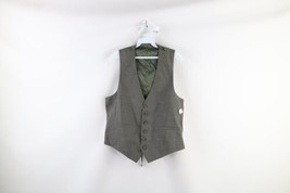NOS Vintage 60s Streetwear Mens 36 Wool Buckle Back Button Suit Vest Pla... - $128.65