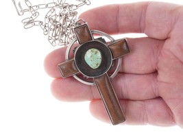 Vintage Native American silver ironwood/turquoise cross - £240.14 GBP