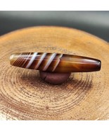 Perle d&#39;agate baguée vintage ancienne agate yéménite oeil naturel motif ... - $50.26 CAD