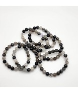 Black Rutile Stretch Beaded Bracelet, Rutilated Quartz Beads, Grounding ... - £14.69 GBP