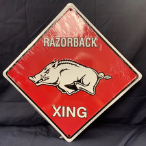 University of Arkansas Razorbacks 12&quot; Xing Crossing Metal Sign Embossed - £10.06 GBP