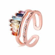 Female Opening Wedding Geometry Rainbow Rings Engagement Crown Jewelry(rose gold - £8.16 GBP