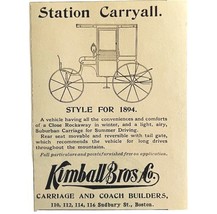 Kimball Bros Carriage Early Car 1894 Advertisement Victorian Coach ADBN1x - $19.99