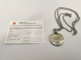 Diabetic Medical Alert Necklace, Pendant With Chain - $166.47 MXN