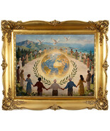 Unique Digital Art Masterpiece: "Embrace of Humanity – The Golden Earth" - $101.80 MXN