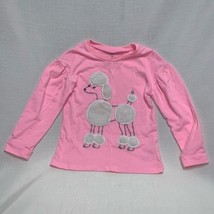 French Poodle Dog Pink Paris Girl’s 5 Long Sleeve Top Shirt Blouse Cute  - $10.89