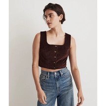 Madewell Womens Corduroy Twill Button-Front Crop Bralette Top Brown 4 - £26.13 GBP