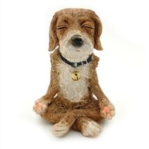 CUTE MEDITATING DOG STATUE 4.5" Yoga Lotus Pose Zen Puppy Small Resin Fi... - $17.95