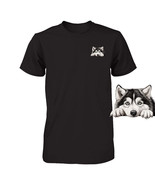 Funny Alaskan Malamute Dog Peeking Pocket Tshirt Cute Puppy Dog Lover Te... - $25.11 CAD+