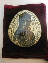 Decorated Vintage Stone with Middle Eastern Woman Paperweight 3.5 x 3.5&quot; Heavy - £26.90 GBP