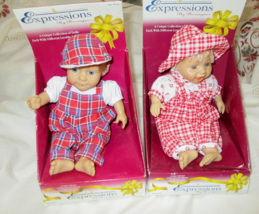 Berenguer Expressions Baby Dolls Boy &amp; Girl Plaid Clothes New In Box - $37.13