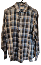 Vintage Men&#39;s Store Plaid Button Down Long Sleeve Shirt Large 16-16 1/2 - £11.56 GBP