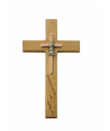 10&quot; PERSONALIZED BAPTISM BABY GIRL MAPLE WOOD AND BRASS WALL CROSS - £55.29 GBP
