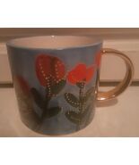 Anthropologie Francesca Kaye Atelier Floral Mug Red Tulips 3&quot; Tall - $14.09