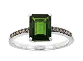 Green Chrome Diopside Rhodium Sterling Silver Ring Size 8 9 10 - £348.01 GBP