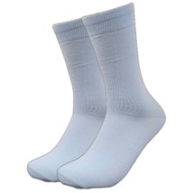 Solid Color Crew Cotton Dress Socks - Sky Blue - £4.54 GBP