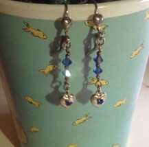 Blue Sapphire Heart Earrings Handmade One Of A Kind ***Gift Idea*** w/gift Box - £10.28 GBP