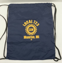 UAW Local 723 Nylon Cinch Sack Drawstring Backpack Monroe MI Logo Blue U... - $14.80