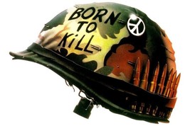 Full Metal Jacket 24x36 Inch Poster Classic Born To Kill Helmet Peace Sign - $29.99