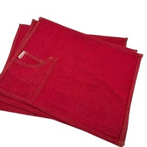 Set 3 Vtg Red Guess Jeans Denim Placemats Pocket Table Decor Patio Dinin... - £35.72 GBP